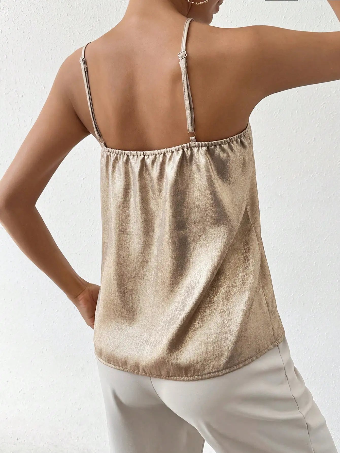 Dam Satin Cami Topp V-Ringad Spaghettiband