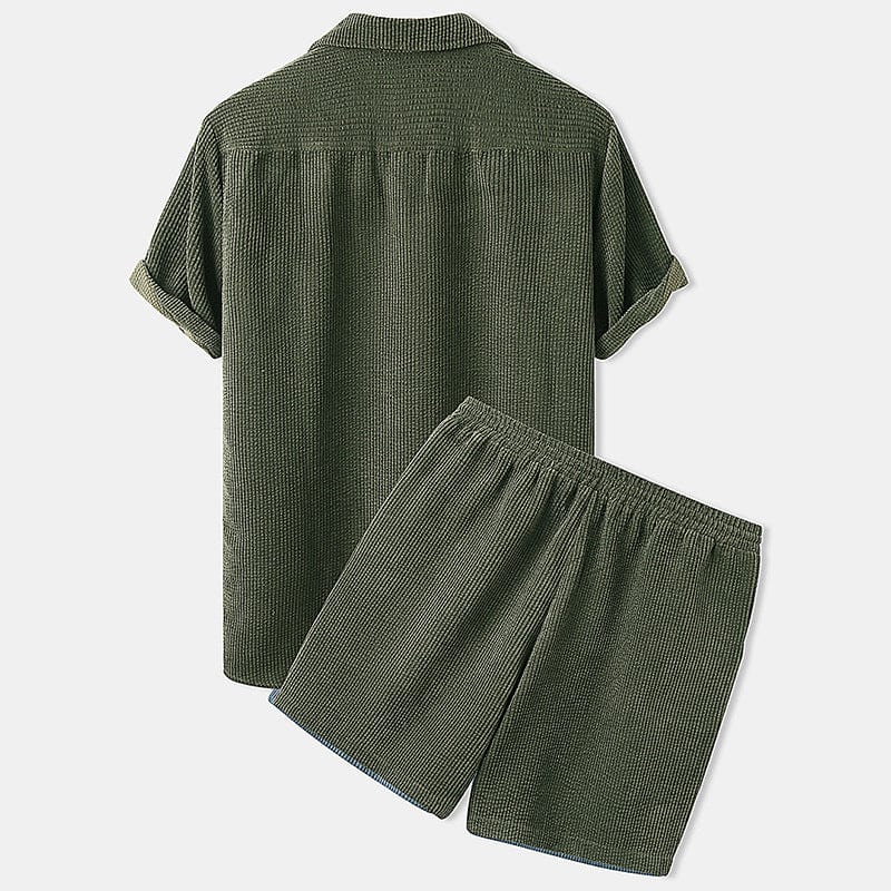 Herr Sommarshortsset I Manchestermodell Med Kortärmad Skjorta Och Shorts