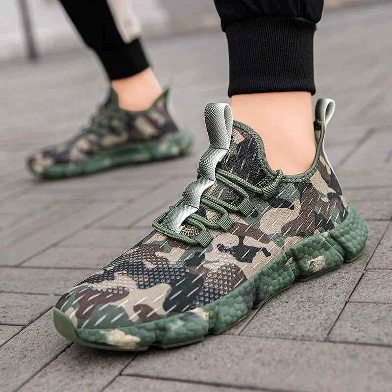 Herrsneakers Andasbart Mesh Kamouflagedesign Tjock Sula