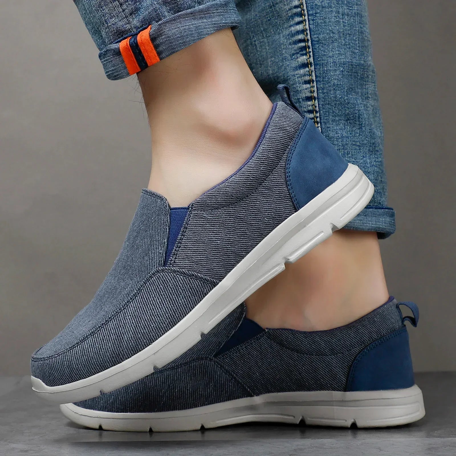 Herr Slip On Sneakers Vadderade Sulor Casual Skor