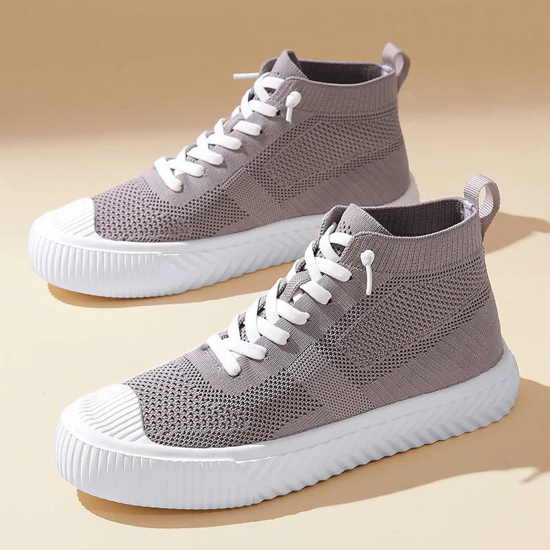 Herr Höga Sneakers Stickad Ovandel Ortopedisk Innersula Utan Knytning Snörning