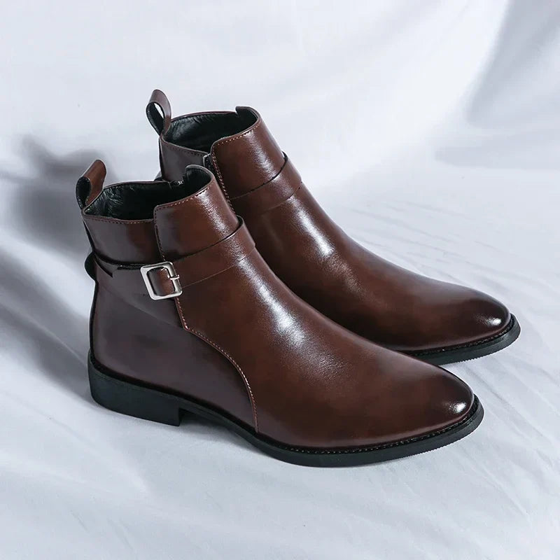 Herr Chelsea Boots Med Sidodragkedja Och Gummiyttersula