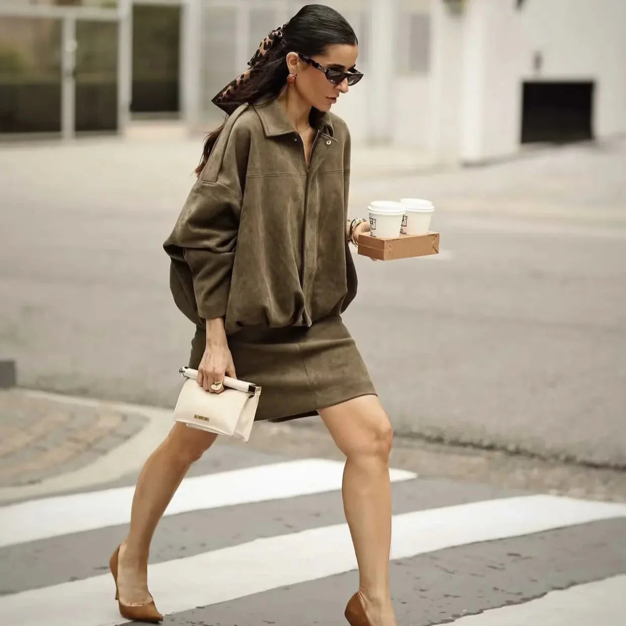 Overstorlekd-Jacka För Kvinnor Med Mocka-Look