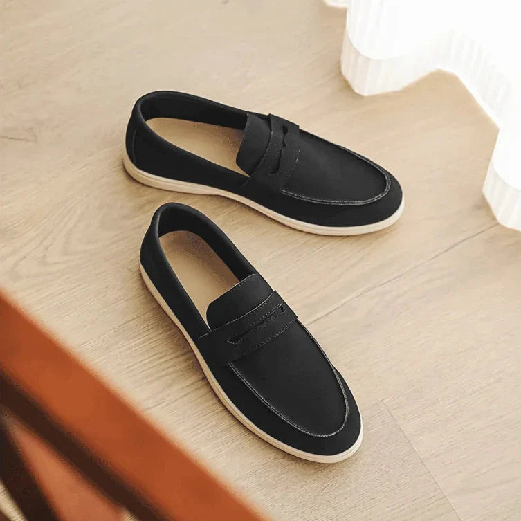Herr Loafers i Konstmocka med Handsydda Sömmar och Dämpad Innersula