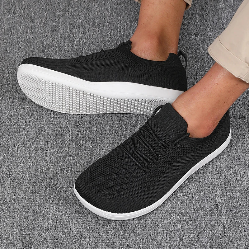 Herrsneakers Med Andningsbar Mesh, Bred Tå, Vadderad Innersula
