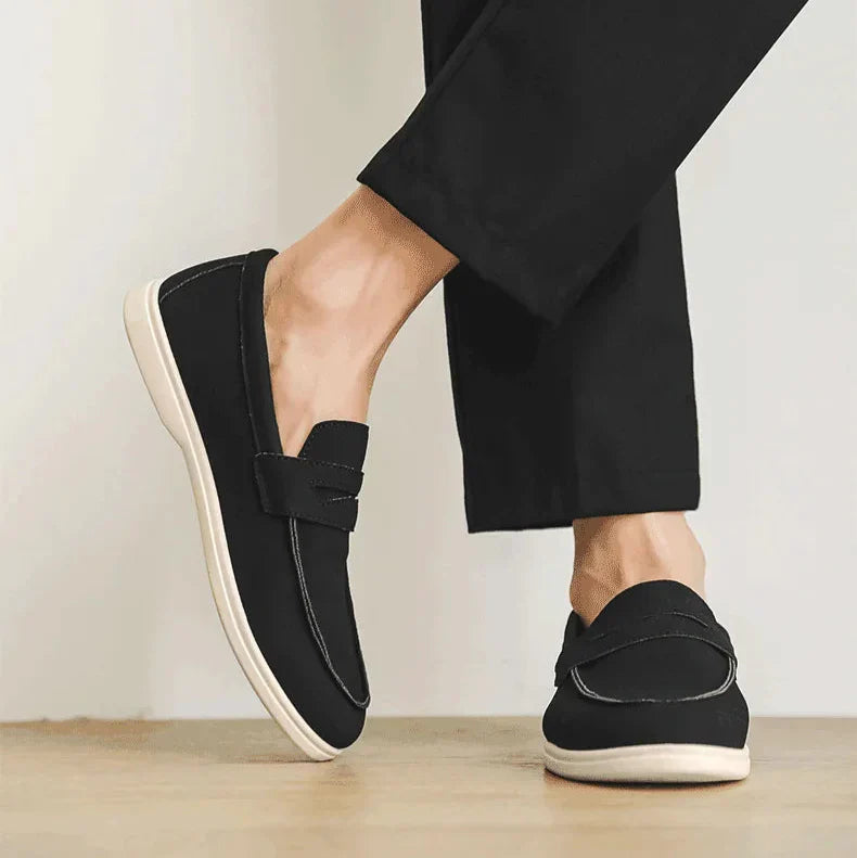 Herr Loafers i Konstmocka med Handsydda Sömmar och Dämpad Innersula