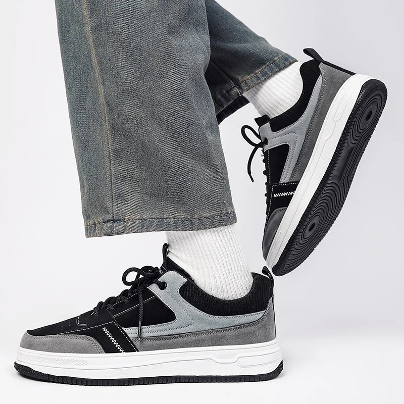 Herr Patchwork Sneakers med Vadderad Innersula och Snörning