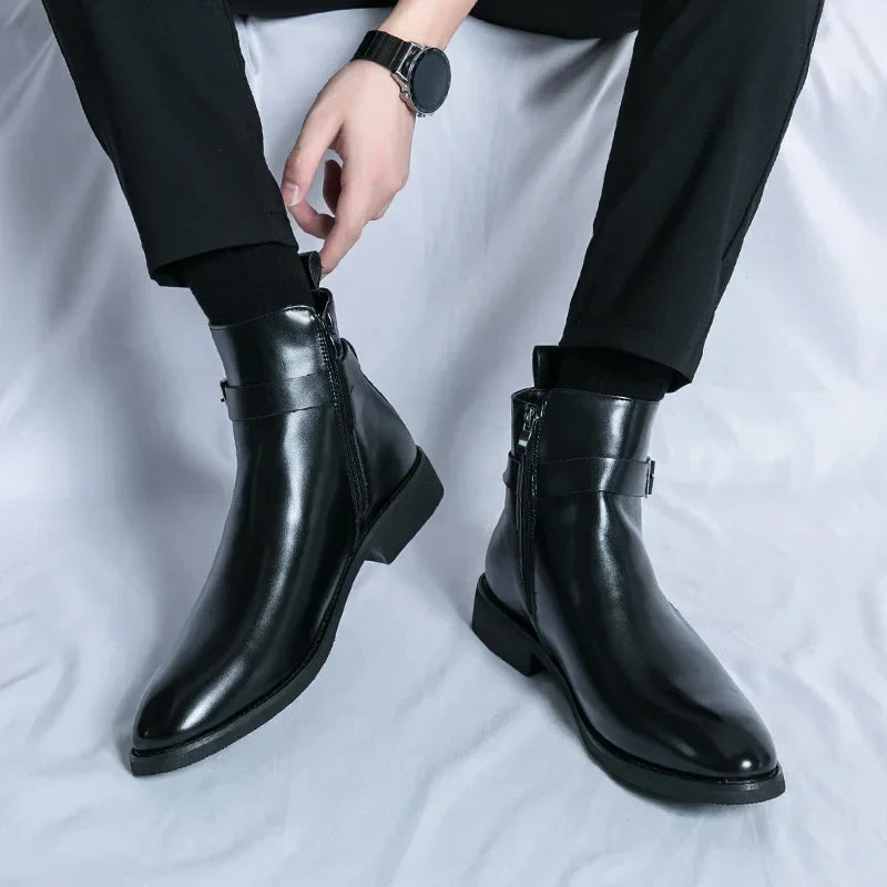 Herr Chelsea Boots Med Sidodragkedja Och Gummiyttersula