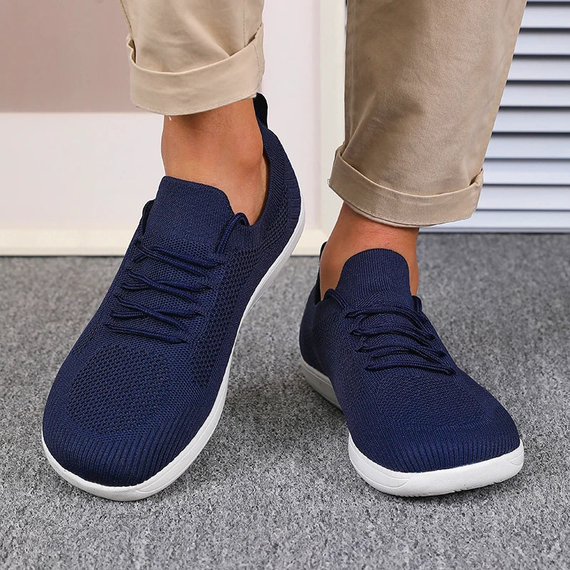 Herrsneakers Med Andningsbar Mesh, Bred Tå, Vadderad Innersula