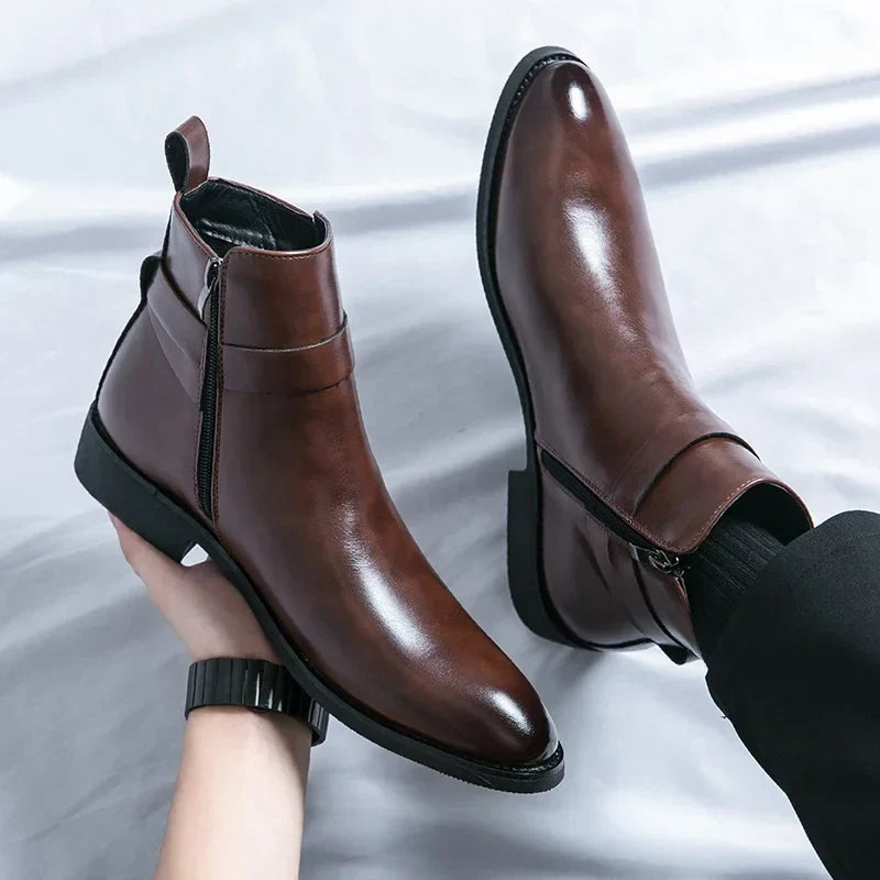 Herr Chelsea Boots Med Sidodragkedja Och Gummiyttersula