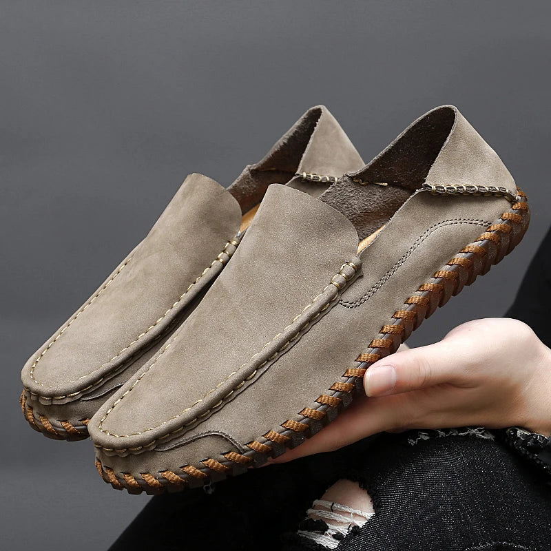 Herrloafers Slip-On Handbearbetade Halkfria
