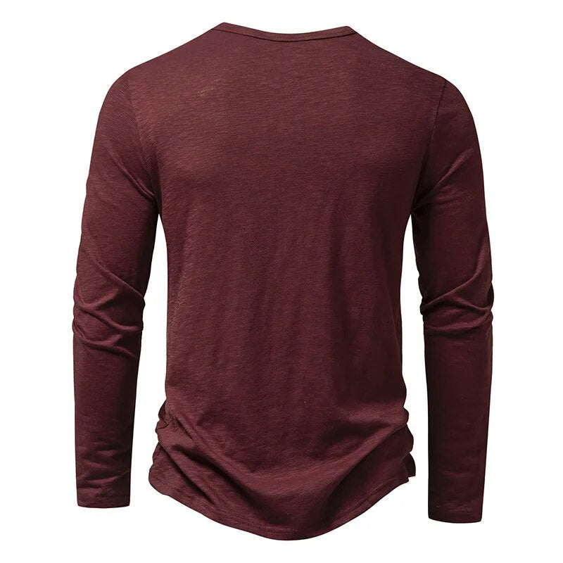 Herr Henley-tröja Slim Fit Långärmad