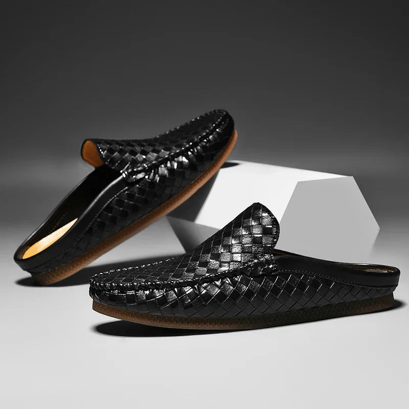 Herr Slip On Läder Slides Vadderad Fotbädd