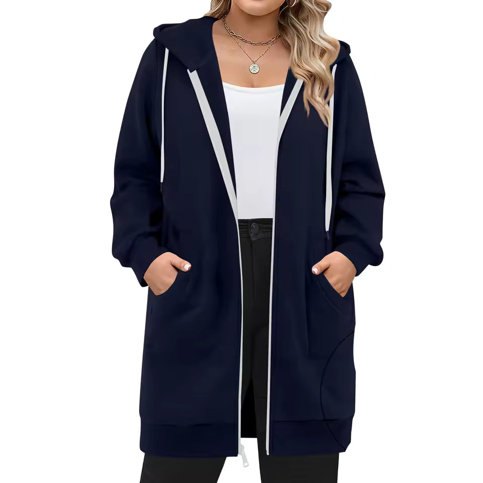 Kvinna Hoodie Med Huva och Frampåsar