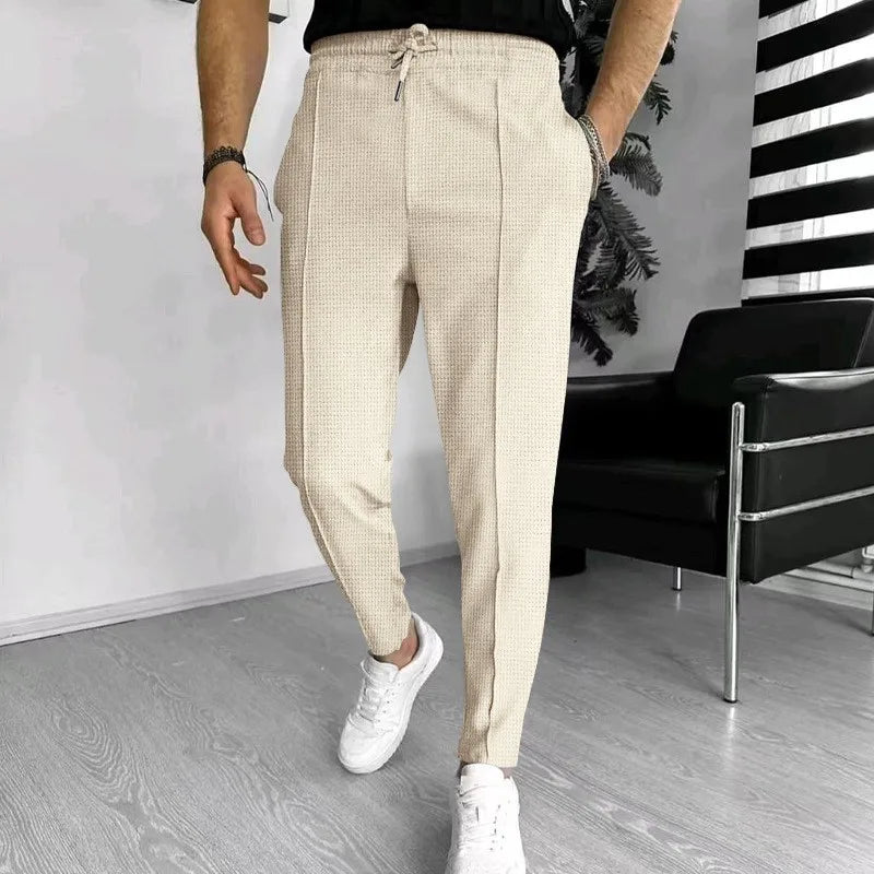 Herr Joggingbyxor Slim Fit Taperad Ben Dragsko i Midjan