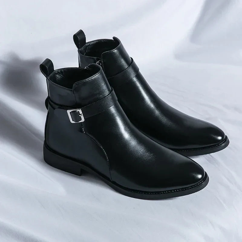 Herr Chelsea Boots Med Sidodragkedja Och Gummiyttersula