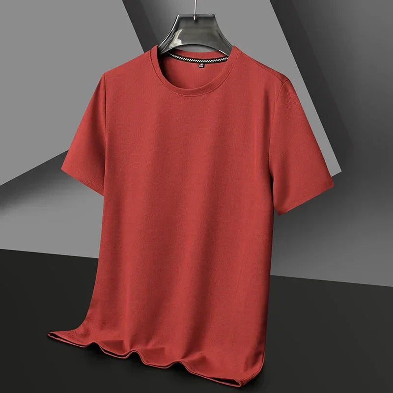 Herr T-shirt med Rund Halsringning, Vaffelstruktur och Nätdetaljer