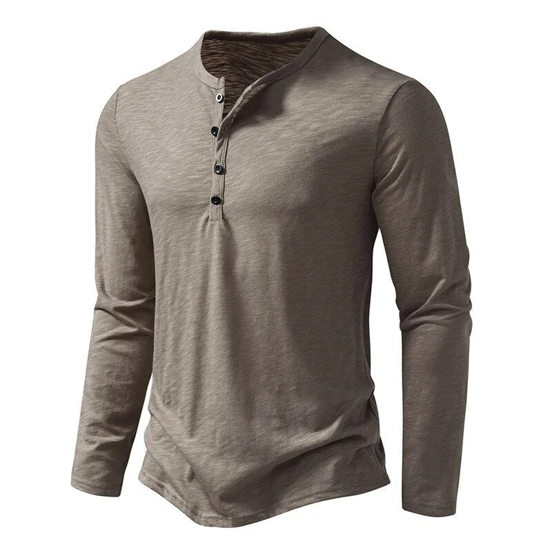 Herr Henley-tröja Slim Fit Långärmad