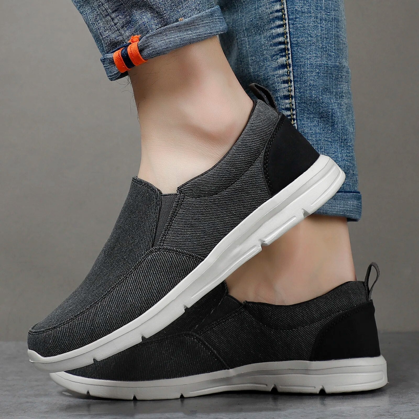 Herr Slip On Sneakers Vadderade Sulor Casual Skor