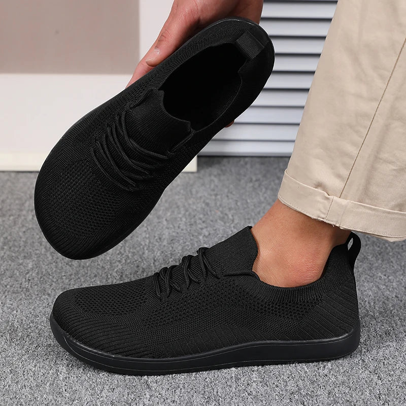 Herrsneakers Med Andningsbar Mesh, Bred Tå, Vadderad Innersula