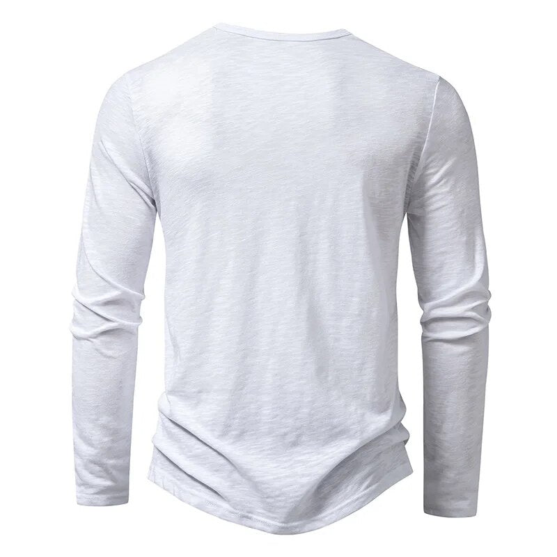 Herr Henley-tröja Slim Fit Långärmad