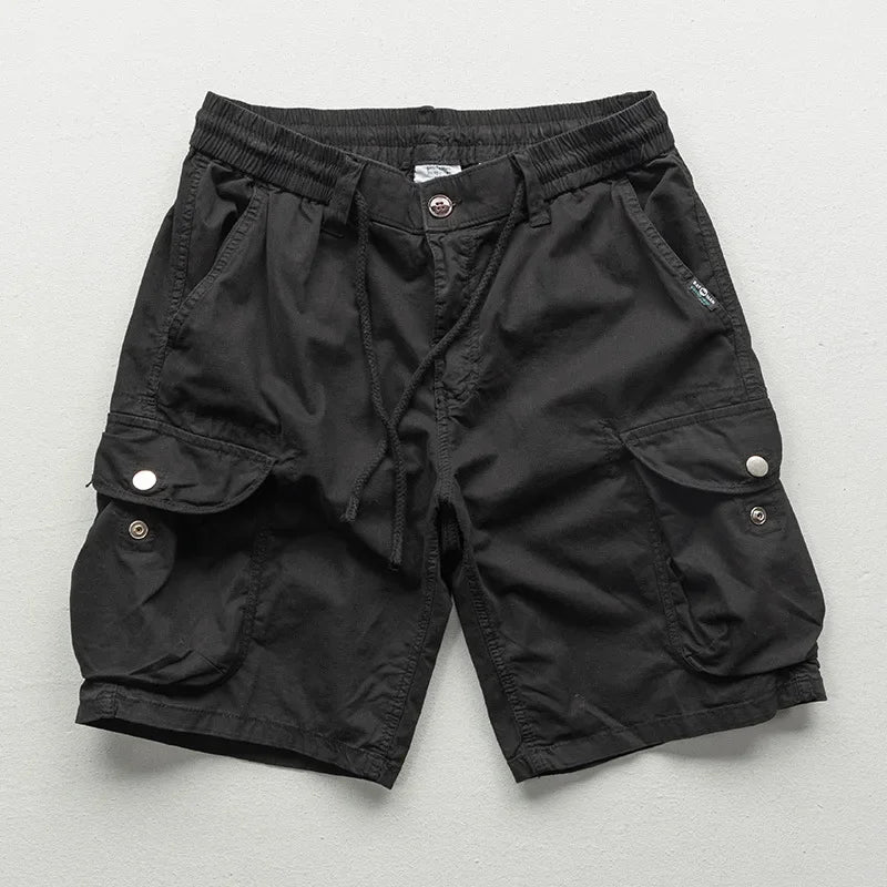 Herrcargo-shorts med dragsko i midjan, avslappnad passform och flera fickor, 15 cm beninnerlängd