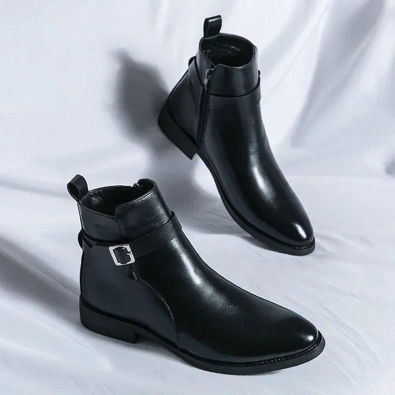 Herr Chelsea Boots Med Sidodragkedja Och Gummiyttersula