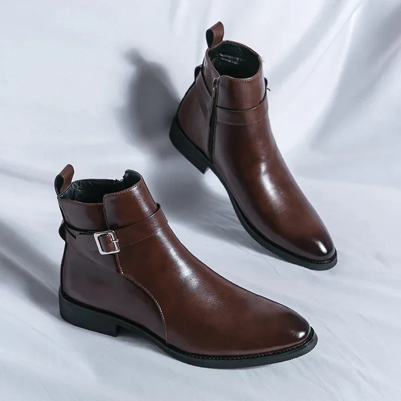 Herr Chelsea Boots Med Sidodragkedja Och Gummiyttersula