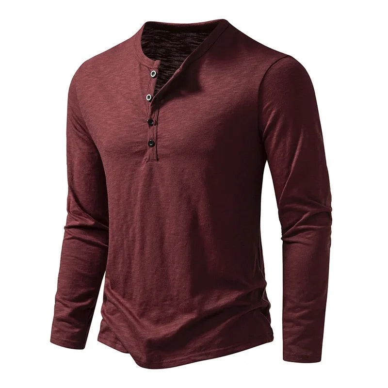Herr Henley-tröja Slim Fit Långärmad
