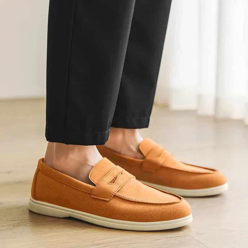 Herr Loafers i Konstmocka med Handsydda Sömmar och Dämpad Innersula
