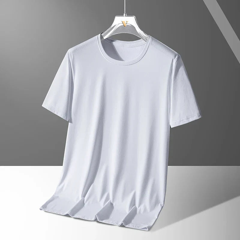 Herr T-shirt Snabbtorkande Stretch Passform Rund Halsringning