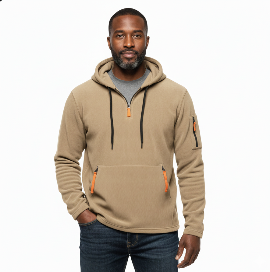 Herrhoodie med Justerbar Dragsko och Känguruficka