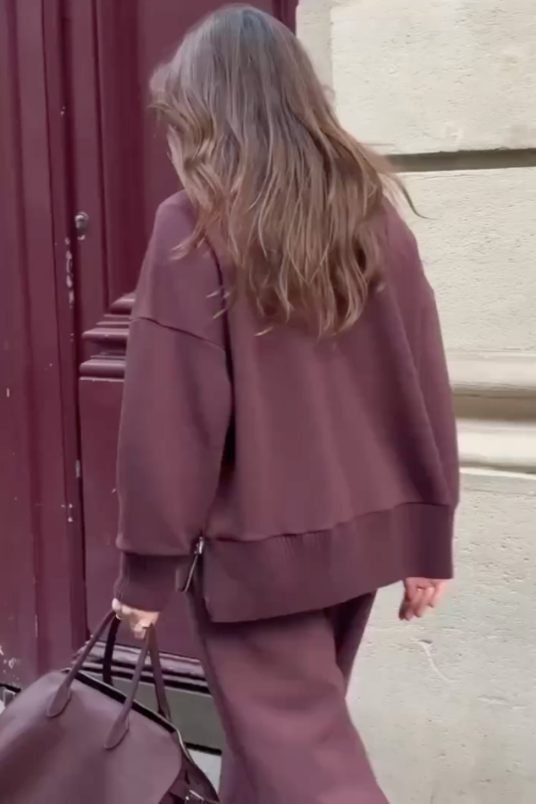 Herrset i Stickad Modell med Långärmad Tröja och Byxor med Resårmidja