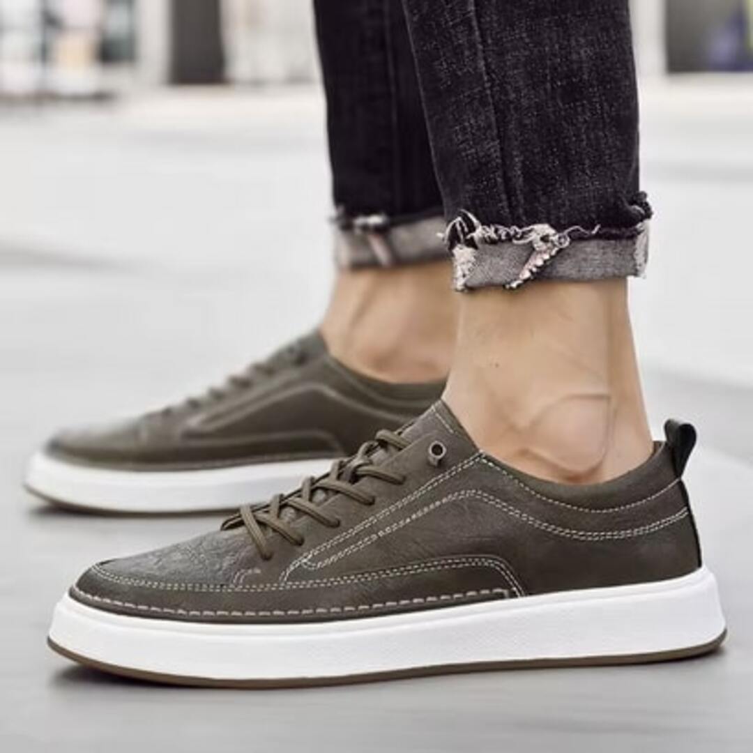 Herr Sneakers i Konstmocka med Snörning Dämpad Innersula och Lätt Sula