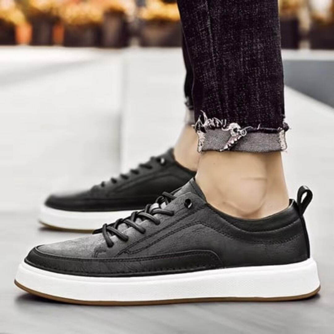 Herr Sneakers i Konstmocka med Snörning Dämpad Innersula och Lätt Sula
