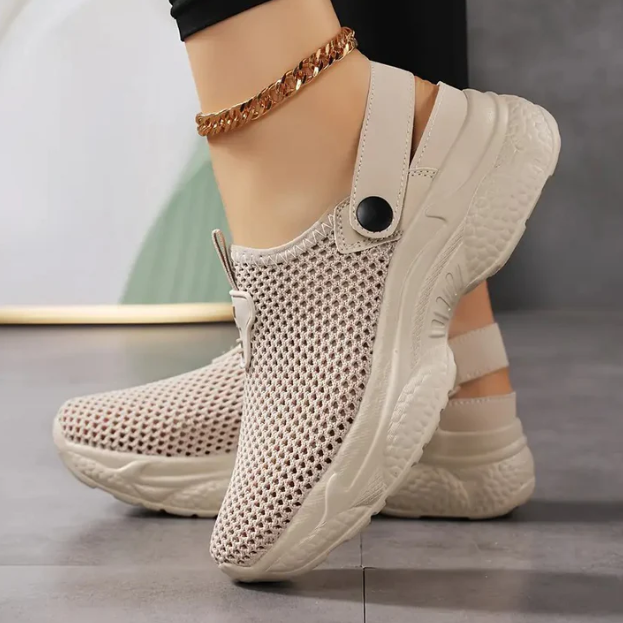 Dam Sommar Mesh Sneakers Justerbar Spänne Andningsbara Lätta Promenadskor