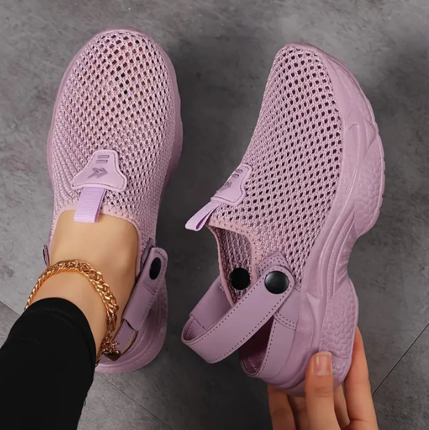 Dam Sommar Mesh Sneakers Justerbar Spänne Andningsbara Lätta Promenadskor