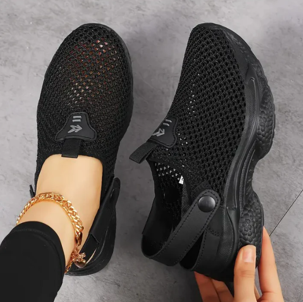 Dam Sommar Mesh Sneakers Justerbar Spänne Andningsbara Lätta Promenadskor