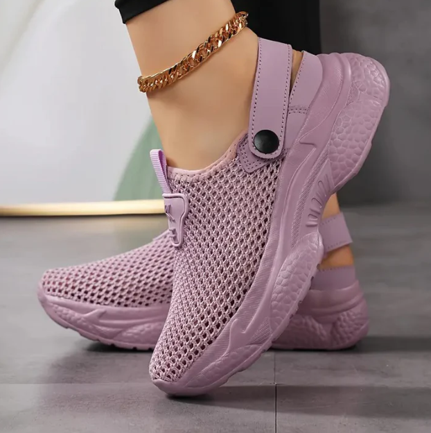 Dam Sommar Mesh Sneakers Justerbar Spänne Andningsbara Lätta Promenadskor