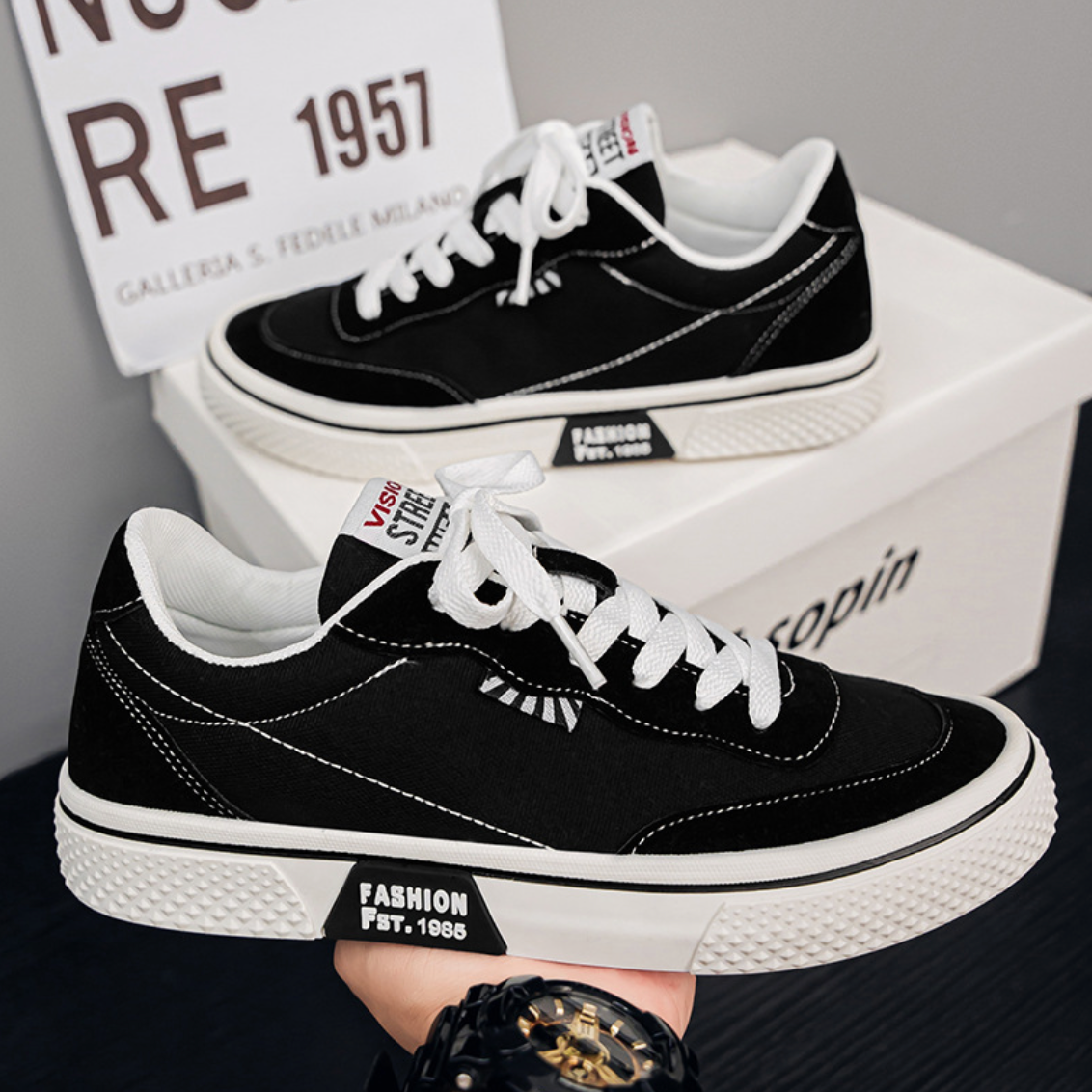 Herr Skatersneakers Snörning Platt Sula Låg Modell