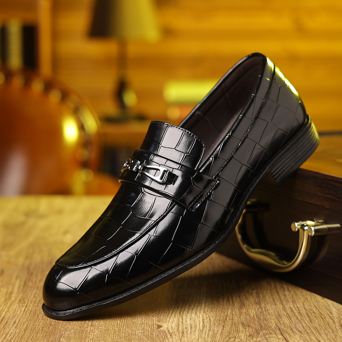Herrskor Slip-On Spetsig Tå Präglat Mönster