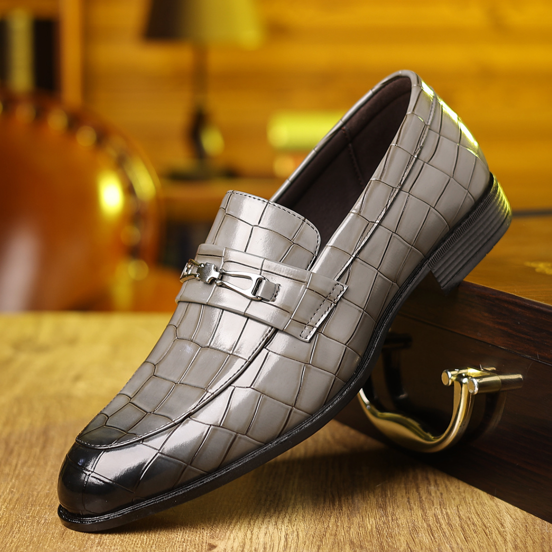 Herrskor Slip-On Spetsig Tå Präglat Mönster