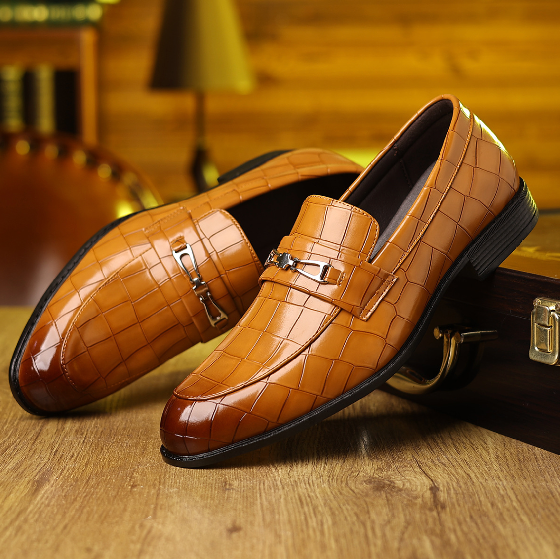 Herrskor Slip-On Spetsig Tå Präglat Mönster