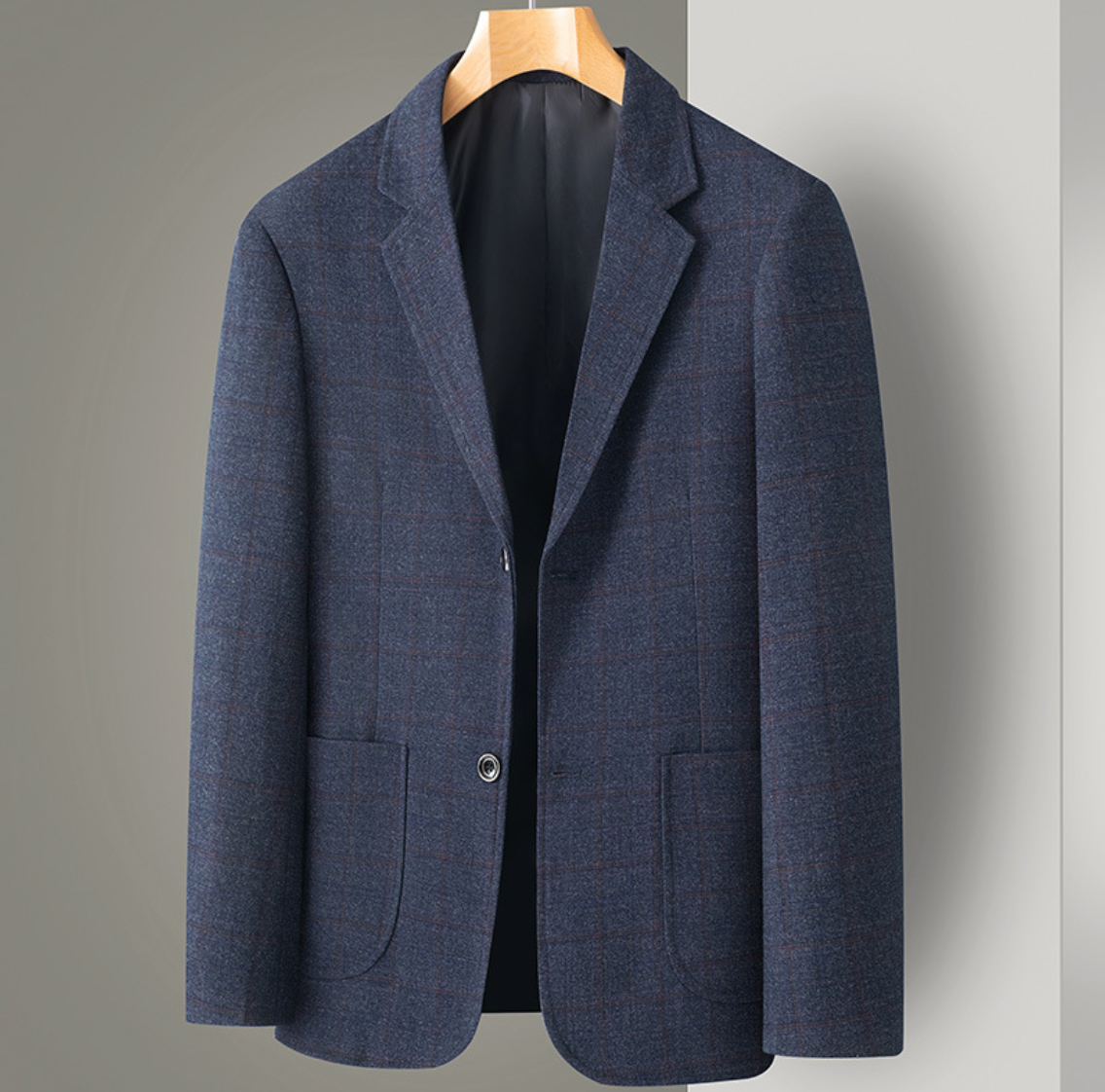 Herrkavaj Slim Fit Rutig Enkelknäppt