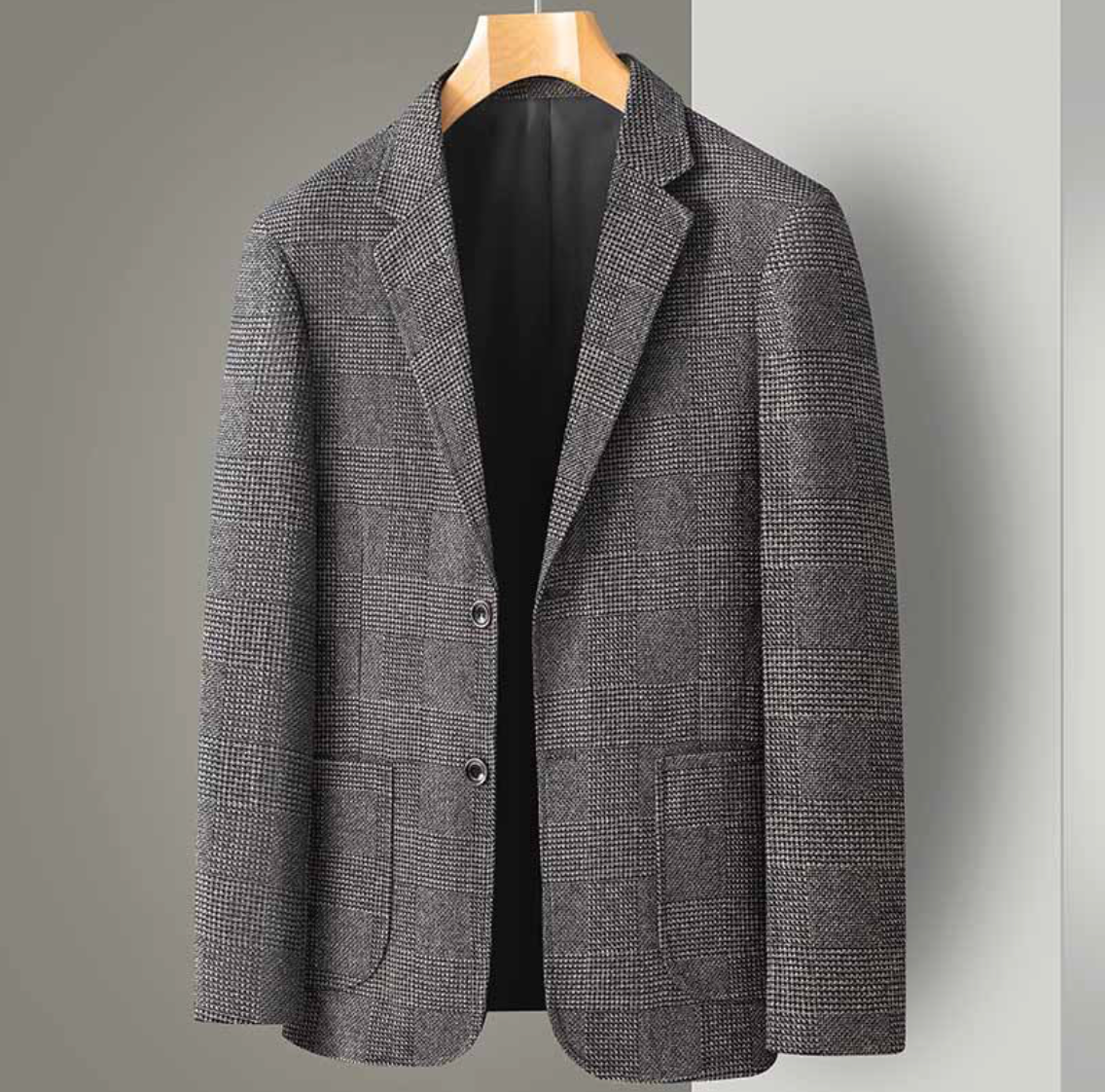 Herrkavaj Slim Fit Rutig Enkelknäppt
