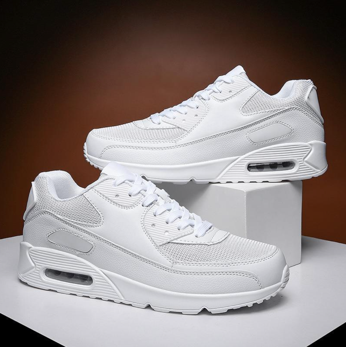 Herr Sneakers Luftdämpad Mellansula Mesh Ovandel Vadderad Krage Gummisula