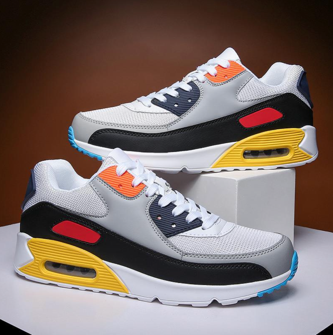 Herr Sneakers Luftdämpad Mellansula Mesh Ovandel Vadderad Krage Gummisula