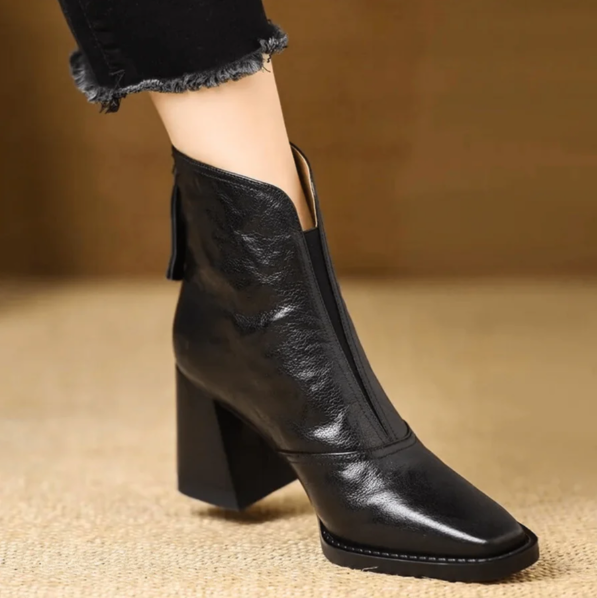 Höststövlar För Kvinnor Med Fyrkantig Tå Och Blockklack