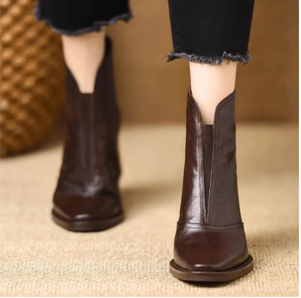 Höststövlar För Kvinnor Med Fyrkantig Tå Och Blockklack