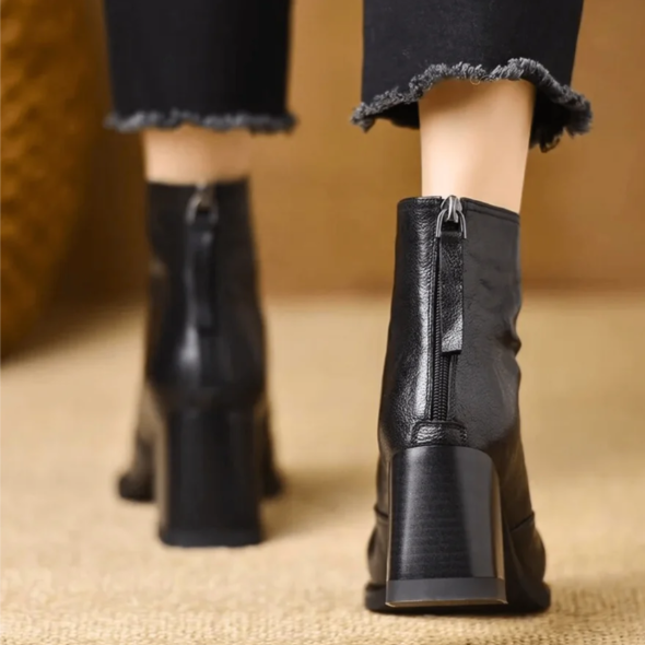 Höststövlar För Kvinnor Med Fyrkantig Tå Och Blockklack